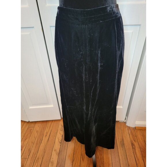 Vintage Y2k Black Velvet A Line Maxi Skirt Duck Head 16 Whimsygoth Goth Regency - Picture 1 of 7
